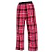 Romance Red glitter sparkle tartan plaid check flannel cotton pants for lounging, sleep, sports. Unisex relaxed fit, available in 3 Youth sizes, exposed elastic waist