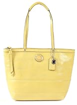 Hot Sale Coach Signature Stitch Stripe Patent Leather Tote Bag 19198 Yellow