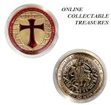 ONE RARE 1oz TROY Ounce 24k/999 FINE PURE GOLD PLATED MASON KNIGHTS TEMPLAR COIN