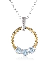 Bronze and 18k Yellow Gold Plated Two-Tone Genuine Twisted Open Circle Pendant Necklace, 18"