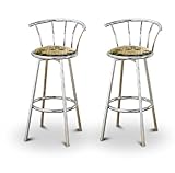 Set of 2 Metal Swivel Barstools (29" Chrome) (John Deere Vinyl)