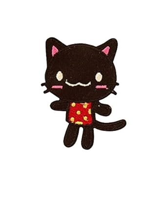 【クリックで詳細表示】Amazon.co.jp ｜ キュンと可愛い 動物の アップリケ ワッペン ミケネコ クロネコ ウサギ クマ 4枚セット (黒猫 4枚セット) ｜ ホビー 通販