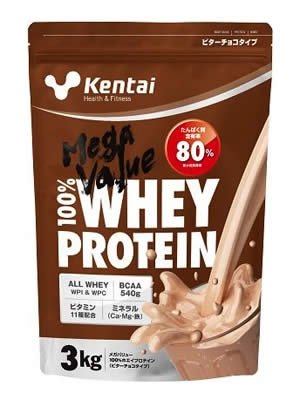 Kentai メガバリューホエイプロテイン 3kg ビターチョコタイプ