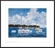 Art Poster Metal Framed Print - Moored Cat Boats - Artist: Ray Ellis- Poster Size: 25 X 29