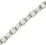 Ladies Bar Set Baguette (2.62cttw) and prong Set Round (4.50cttw) Diamond Tennis Bracelet