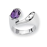 Amethyst and Diamond Sterling Silver Ring (Sizes 6-8)