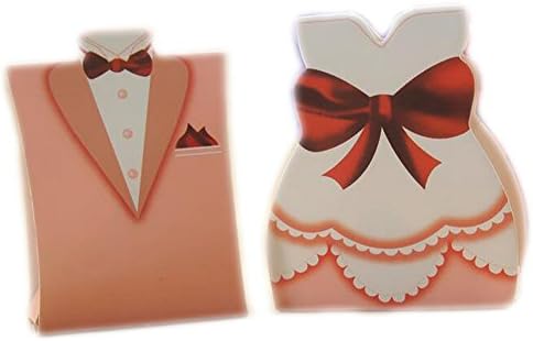 Wedding Decoration TUXEDO And DRESS Groom Bridal Wedding Favor Box Pink Candy box Packaged with 200 PCS