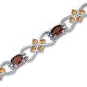 Delicate Filigree Design 8.50 carats total weight Oval & Round Cut Garnet Citrine Gemstone Bracelet in Sterling Silver