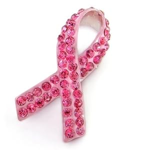 Bling Jewelry Silver tone Pink Ribbon Rhinestone Crystal Enamel Breast Cancer Pin Brooch
