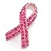Pink Ribbon Breast Cancer Survivor Crystal Brooch Pin - Silver Plated Accent - Symbolic Support Jewelry for Women
