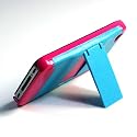 【全6色】iPhone4S / 4 ハードケース プラスチックケース スタンド仕様 高級感フル ユニークな革柄 ブルー+マゼンタ Fieetd Case for iPhone 4 / 4S Dockコネクタカバーと上質な指紋防ぎ液晶フィルム付 (4012-5)