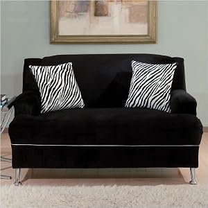 Dylan Velvet Loveseat in Black