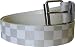 White and Gold Checkerboard Printed Imitation Leather Belt