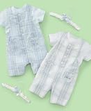 First Impressions Baby Boy Beary Blue Plaid Overalls Set
