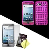 Hot Pink Diamond Flex-Gel Soft Case / Skin / Cover & LCD Screen Guard / Pro ....