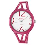 BONGO Women039s BG3134 Analog White Dial Fuchsia Pink Enamel Bangle Watch on sale