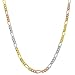 Tri-Color Gold Over 925 Sterling Silver 18 Inch Figaro Chain Necklace