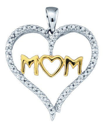 0.07CT-DIA HEART MOMâ PENDANTâ CHARM 10K White-gold | Special Days Gift