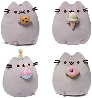 Pusheen the cat Plush Toy Complete Set of 4, Cookie Ice Cream Donut Birthday, 9.8 inches