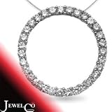 Jewelco London 18 Carat White Gold 1ct Diamond Circle Pendant