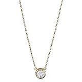 14K Gold Over Silver Vermeil Cubic Zirconia Solitaire Pendant Necklace