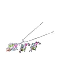 Nickel Free Sterling Silver Pendant & Earring Sets Multi Colored Marquise CZ Set