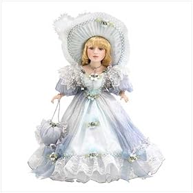 BLUE BONNET VICTORIAN THEME PORCELAIN COLLECTIBLE DOLL