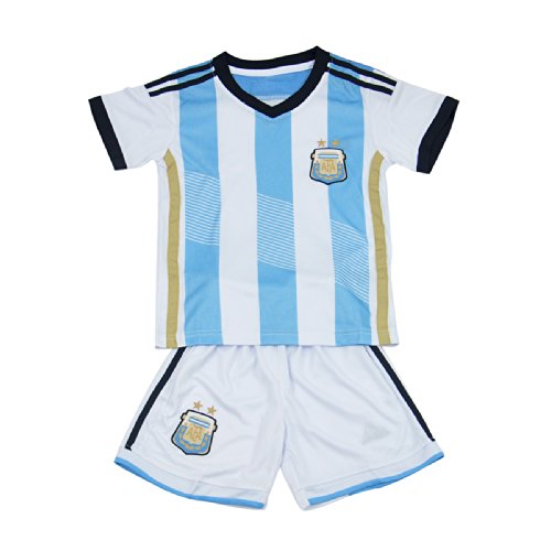 Little Hand Mens 2014 Argentina Messi Football Jersey & Shorts Set