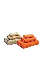 NATURAL Set Toalla 6 Uds. 400 G Square (Beige / Naranja)