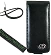 (4 in 1 Combo) Sumac Brand Leather Case with Swivel Belt Clip for Apple iPod Nano Nano-Chromatic 4th Generation 8gb 16gb (Nano Chromatic Not Included) + Screen Protector Kit + CLOTH + USB Travel Charger for ipod nano Chromatic, Melrose Black1 + Courage*Wisdom Neckstrap