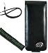 (4 in 1 Combo) Premium Flip Leather Case with Swivel Belt Clip + Screen Protector for Apple iPod Nano Nano-Chromatic 4th Generation 8gb 16gb (Nano Chromatic Not Included) + CLOTH +Travel Charger for ipod nano Chromatic, Melrose Black + Wisdom*Courage Neckstrap