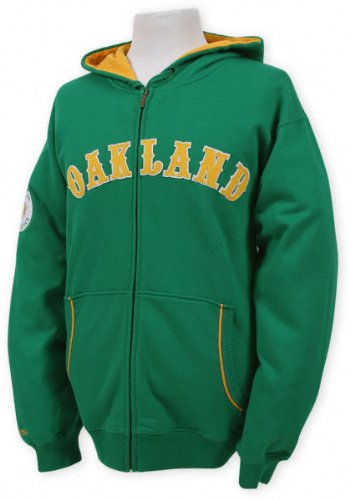 Oakland Athletics Green Mitchell & Ness Full Zip Hooded Sweatshirt
