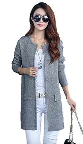 M.O.D.E. レディース キレイめ ロング ノーカラー コート フェミニン エレガント スタイル スリムデザイン ロングカーデ