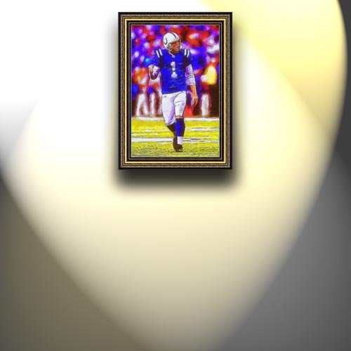 Completely Handpainted American Football Sport Painting, Custom Order FL520, Oil on Canvas, with Option to Paint Jerry, Brett & Co. from Any Other Favorite Photograph or Picture, Unframed, Size 21'' x 32