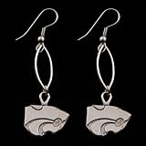 NCAA Kansas State Wildcats Silvertone Oval Drop Earrings