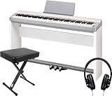 Casio PX-130 CSSPW Digital 88 Keyboard Bundle W/Matching Stand, Pedal Unit ,QuikLok BX8 Bench, Shure SRH240 Headphones
