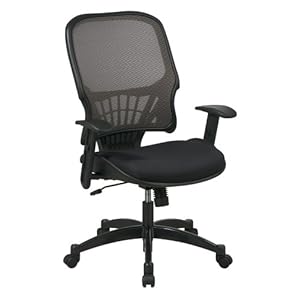 Office Star Latte Air Grid Back Visitors Chair with Custom Fabric Seat Fixed Angled Arms and Gunmetal Finished Base