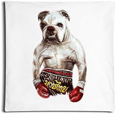 IGOG Animal Strong Dog Square Personality Customization Throw Pillow Pillowcase With Invisible Zipper Closure (White 18*18 Inch)