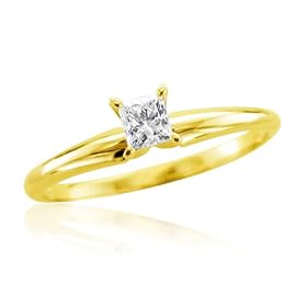 14k White Gold Solitaire Princess Cut Diamond Engagement Bridal Ring Band (GH, I, 0.25 carat)