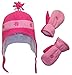 N'Ice Caps Girls Snow Embroidered Sherpa Lined Micro Fleece Hat and Mitten Set