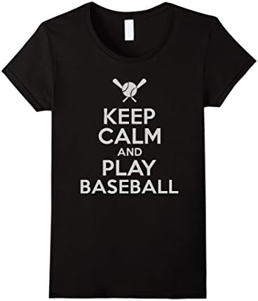 Women's baseball shirts, Keep calm and play baseball tshirt Small Black