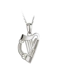 Traditional Sterling Silver Irish Harp Pendant - Guaranteed Delivery for Valentines Day