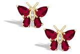 14K Yellow Gold Pear Created Ruby and Diamond Butterfly Earrings