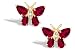 14K Yellow Gold Pear Created Ruby and Diamond Butterfly Earrings