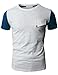 H2H Mens Slub Cotton Crew Neck T-shirts with Non-pocket
