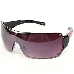 Designer Retro Wide Large Sunglasses Shades Silver with Purple Lens