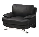 Global Furniture 9250N-BL-CH W LEGS Wilcox Collection Bonded Leather Matching Chair - Black with Chrome Legs