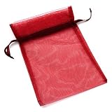 R&eacute;ticule &agrave; Cordon Organza 15x20cm - Bordeaux