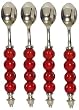 Decorative Condiment Spoon with Ruby Red Glass Bead Handle Set of Four