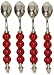 Decorative Condiment Spoon with Ruby Red Glass Bead Handle Set of Four